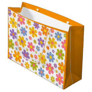 Groovy Flower Power (Orange) Large Gift Bag
