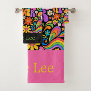 Groovy Flower Power Retro Home Bath Towel Set