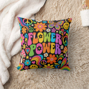 Groovy Flower Power Retro Home Cushion