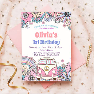 Groovy Flower Retro Birthday Invitation