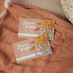 Groovy Flower Retro Diaper Raffle Baby Shower Enclosure Card