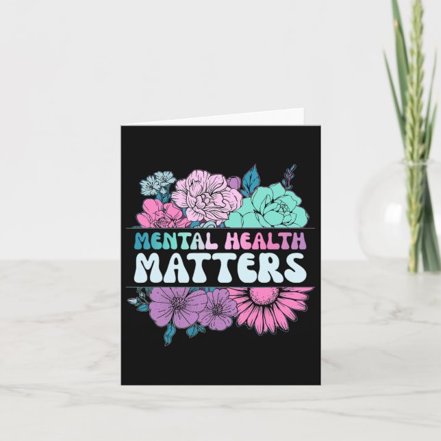 Groovy Flower Retro Mental Health Problems Awarene Card (Front)