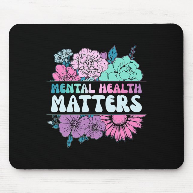 Groovy Flower Retro Mental Health Problems Awarene Mouse Mat (Front)