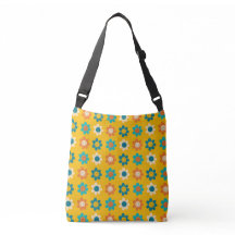 Groovy Flower Smiley Adjustable Strap Tote Bag