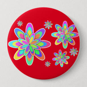 Groovy Flowers 10 Cm Round Badge
