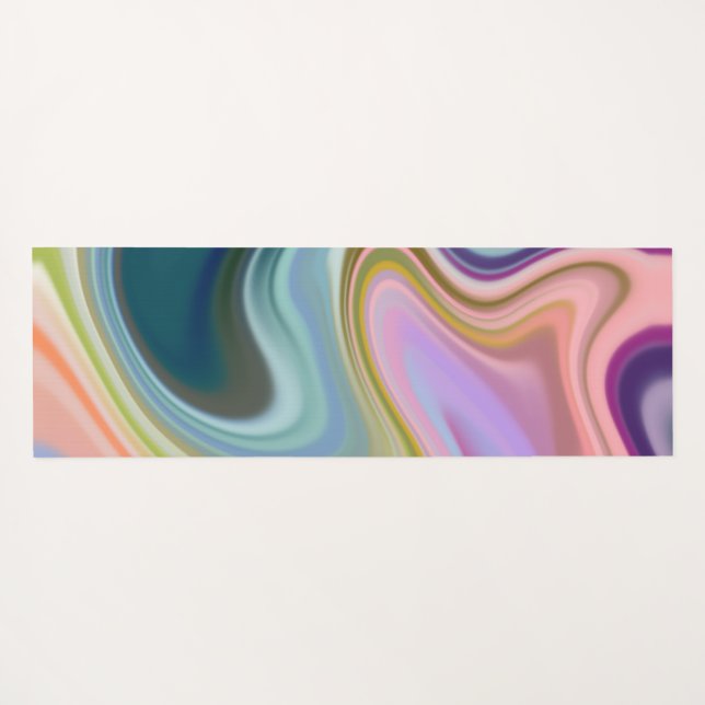 Groovy Flowers and Waves Yoga Mat (Back (Horizontal))