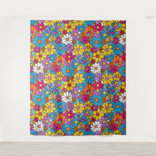 Groovy Flowers Doodle Tapestry