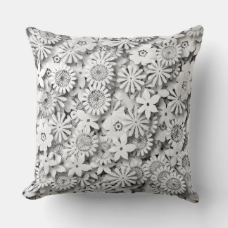 Groovy Flowers Garden Monocrome Cushion