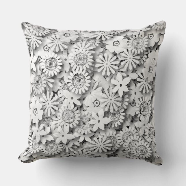 Groovy Flowers Garden Monocrome Cushion (Front)