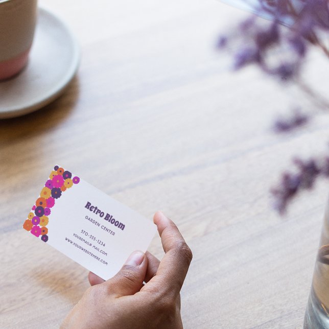 Groovy Flowers Graphic Vintage Style Business Card (Creator Uploaded)