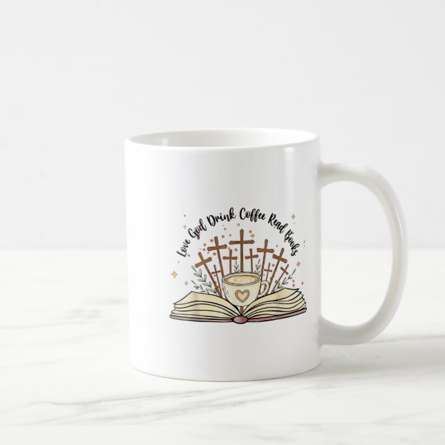Groovy Flowers Love God Drink Coffee Read Books Ch Coffee Mug (Right)