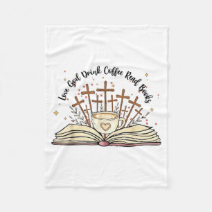 Groovy Flowers Love God Drink Coffee Read Books Ch Fleece Blanket