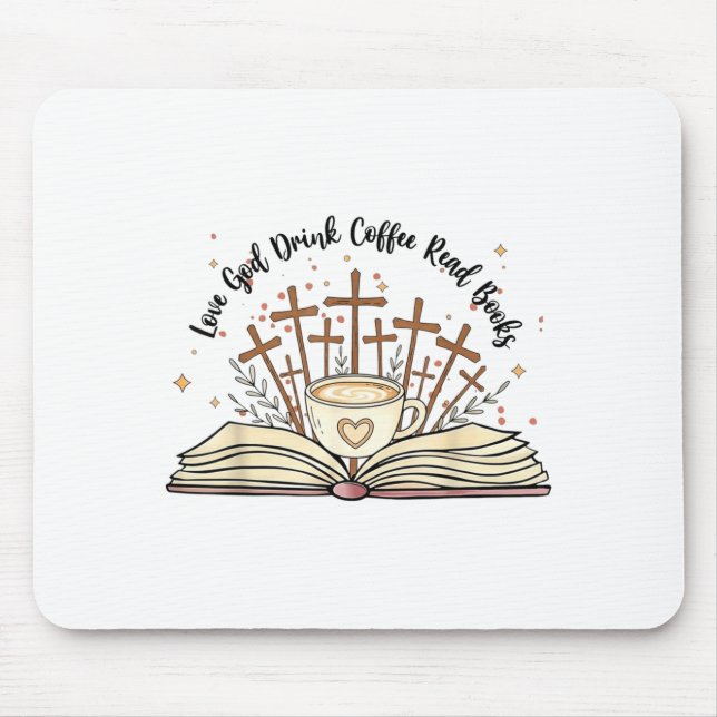 Groovy Flowers Love God Drink Coffee Read Books Ch Mouse Mat (Front)