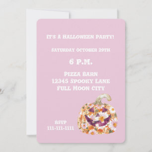 Groovy Flowers Pumpkin Halloween party Invitation
