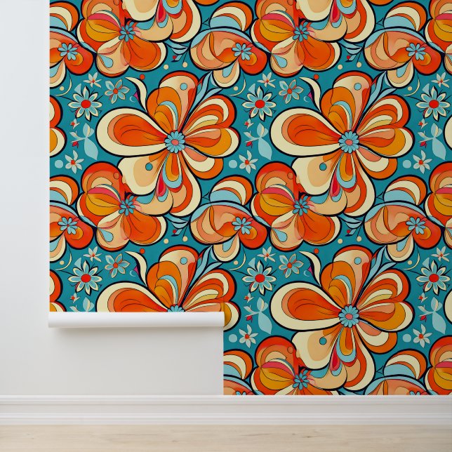 Groovy Flowers with Vintage Vibes Wallpaper (Application)