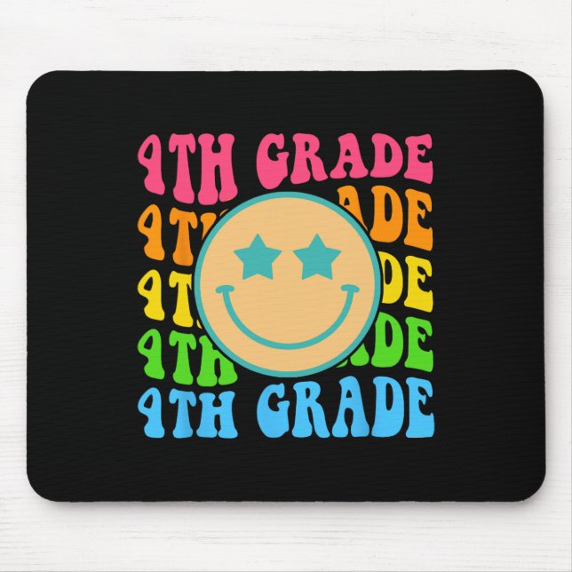Groovy Fourth Grade Vibes Face Retro Teachers Back Mouse Mat (Front)