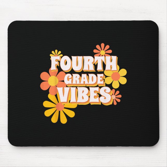Groovy Fourth Grade Vibes Retro Back To School Tea Mouse Mat (Front)