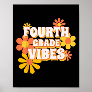 Groovy Fourth Grade Vibes Retro Back To School Tea Poster