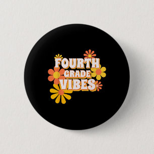 Groovy Fourth Grade Vibes Retro Byck To School Tea 6 Cm Round Badge