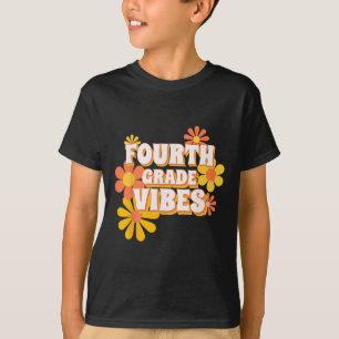 Groovy Fourth Grade Vibes Retro Byck To School Tea T-Shirt