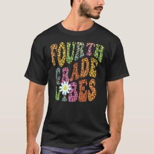 Groovy FOURTH GRADE VIBES Teacher Leopard Print 4t T-Shirt