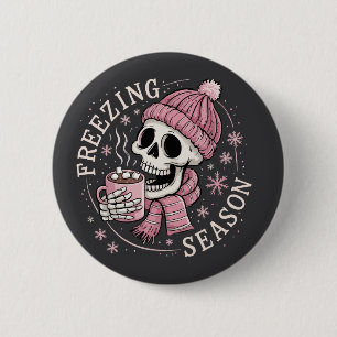 Groovy Freezin' Season Skeleton Winter Season Xmas 6 Cm Round Badge