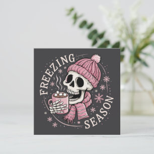 Groovy Freezin' Season Skeleton Winter Season Xmas Holiday Card