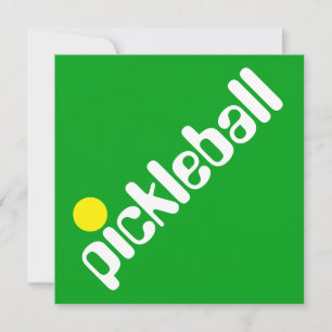 Groovy Fun Mod PICKLEBALL Text On Bright Green Invitation