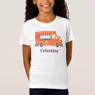 Groovy fun orange red food truck flowers T-Shirt