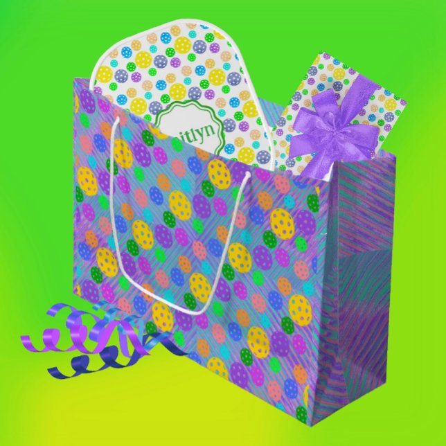 Groovy Fun Pickleball Pop Art  Large Gift Bag (Creator Uploaded)