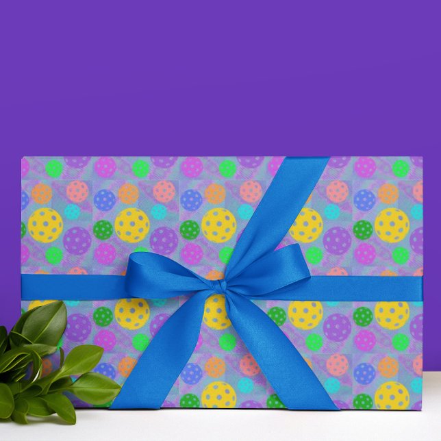 Groovy Fun Pickleball Pop Art Wrapping Paper (Fun contemporary modern and trendy wrapping paper!)