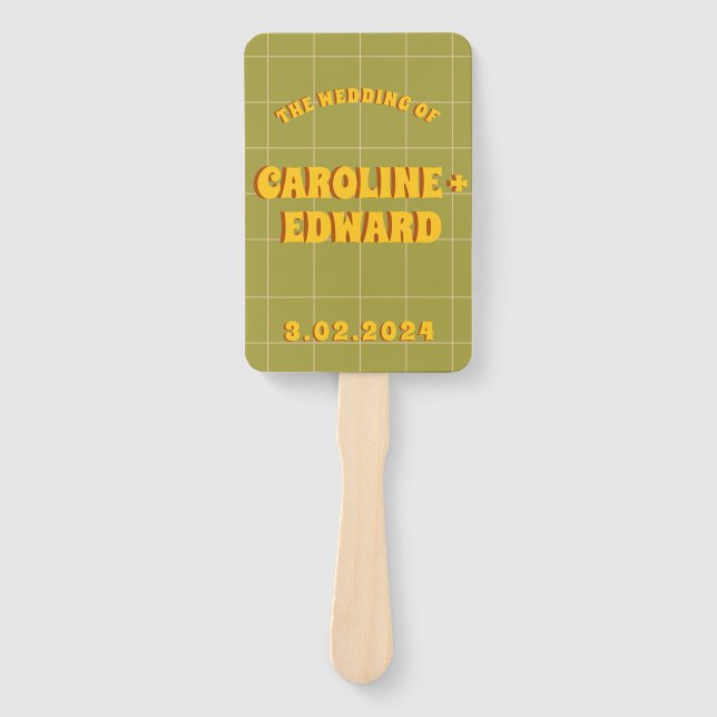 Groovy Funky Colourful Wedding Programs  Hand Fan (Front)