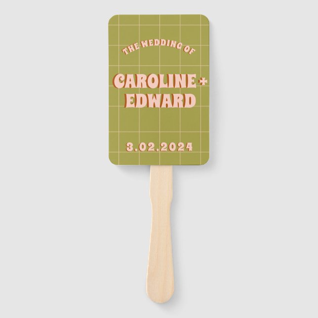 Groovy Funky Colourful Wedding Programs  Hand Fan (Front)