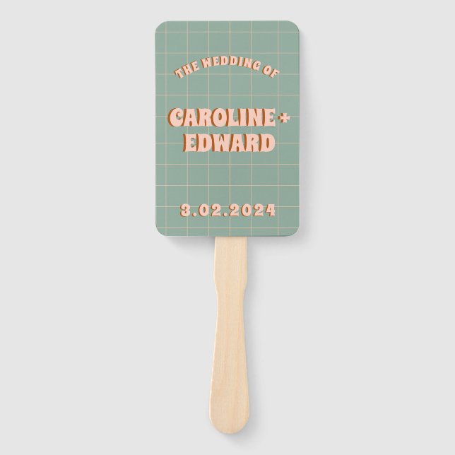 Groovy Funky Colourful Wedding Programs  Hand Fan (Front)