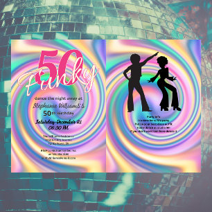 Groovy Funky Disco Tie Dye Women's 50th Birthday Invitation
