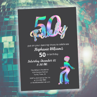 Groovy Funky Disco Ty Dye Women's 50th Birthday Invitation