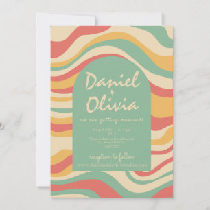 Groovy Funky Hippie with QR Photo Wedding Invitation
