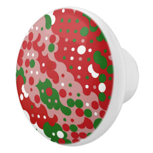 Groovy Funky Mod Retro Christmas Pattern Ceramic Knob