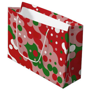 Groovy Funky Mod Retro Christmas Pattern Large Gift Bag