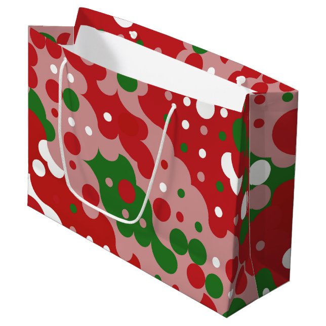 Groovy Funky Mod Retro Christmas Pattern Large Gift Bag (Front Angled)