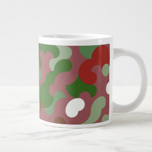 Groovy Funky Retro Boho Red and Green Christmas Gi Large Coffee Mug