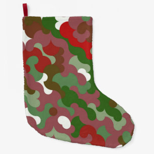 Groovy Funky Retro Boho Red and Green Christmas Large Christmas Stocking