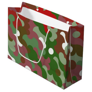 Groovy Funky Retro Boho Red and Green Christmas Large Gift Bag