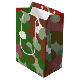 Groovy Funky Retro Boho Red and Green Christmas Medium Gift Bag