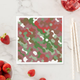 Groovy Funky Retro Boho Red and Green Christmas Napkin