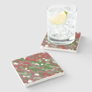 Groovy Funky Retro Boho Red and Green Christmas Stone Coaster