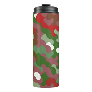 Groovy Funky Retro Boho Red and Green Christmas Th Thermal Tumbler