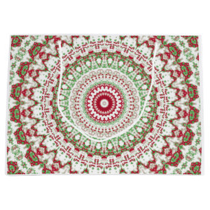 Groovy Funky Tie Dye Christmas Boho Hippie Mandala Large Gift Bag