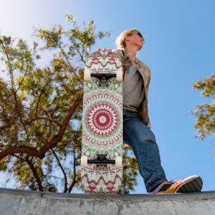Groovy Funky Tie Dye Christmas Boho Hippie Mandala Skateboard
