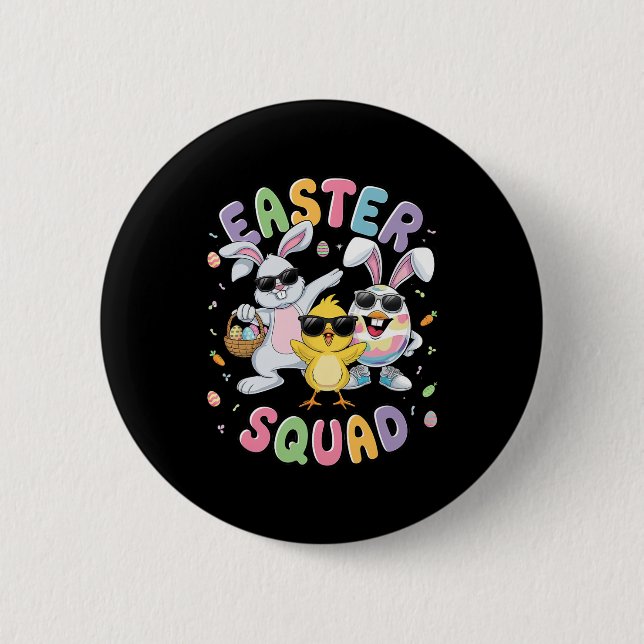Groovy Funny Rabbit Egg Chick Easter Squad Day Men 6 Cm Round Badge (Front)